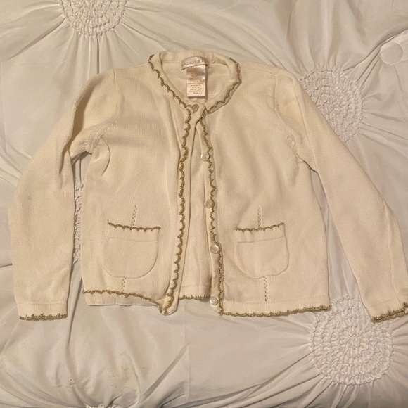 Maggie & Zoe Other - Kids white with gold trim button up sweater